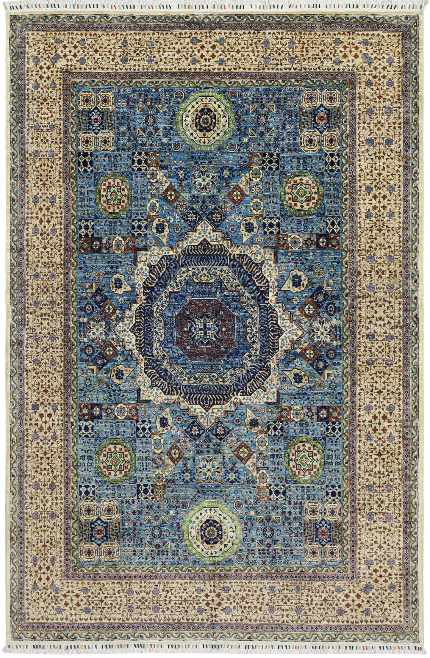 Mamluk Beige and Blue Rug - 2.96*1.97