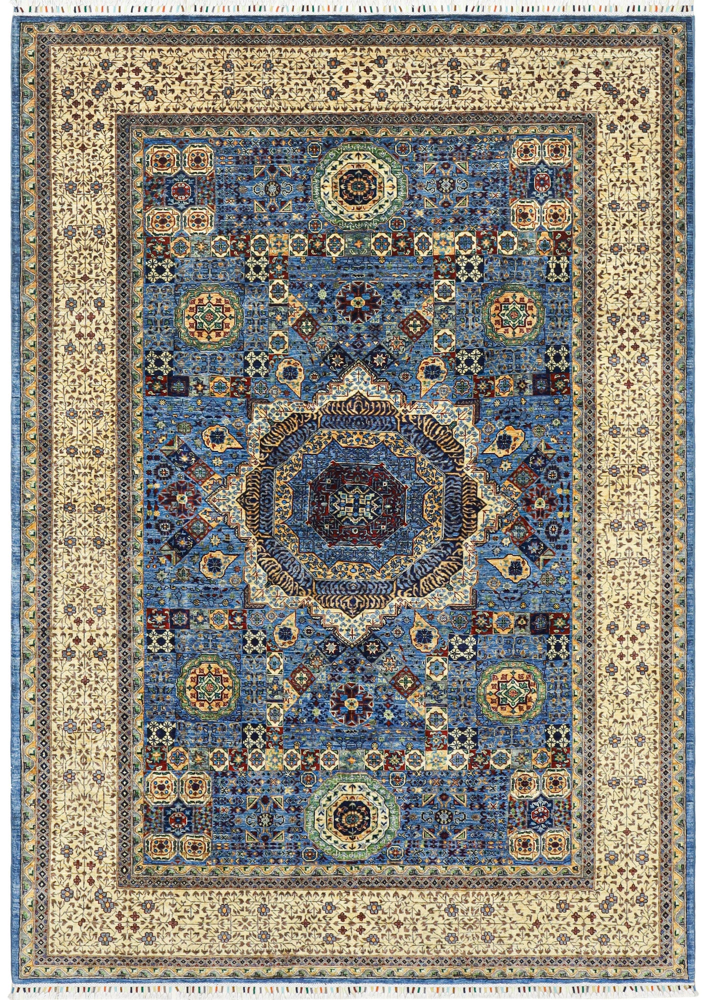 Mamluk Beige and Blue Rug - 2.97*2.05