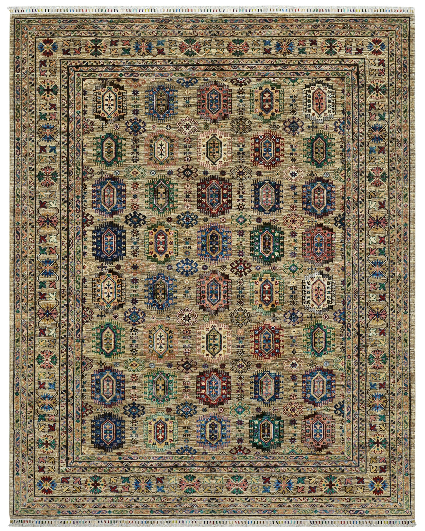 Waziri Earthy Colour Hand Knotted Rug - 3.11*2.49