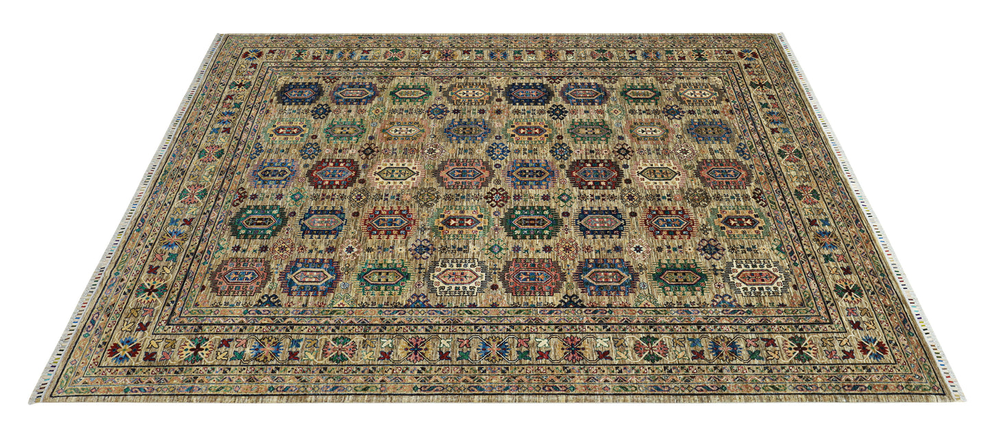 Waziri Earthy Colour Hand Knotted Rug - 3.11*2.49