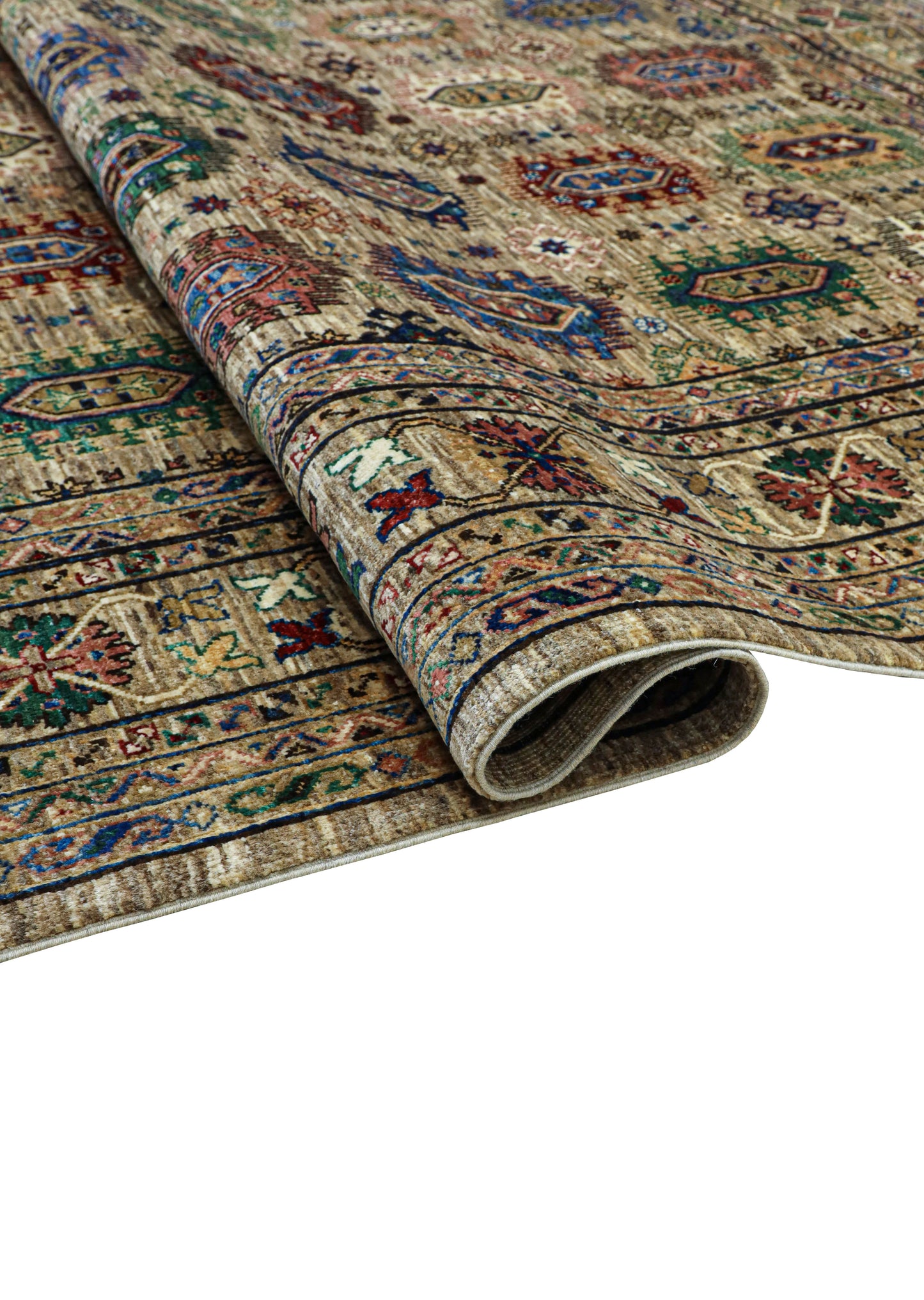 Waziri Earthy Colour Hand Knotted Rug - 3.11*2.49