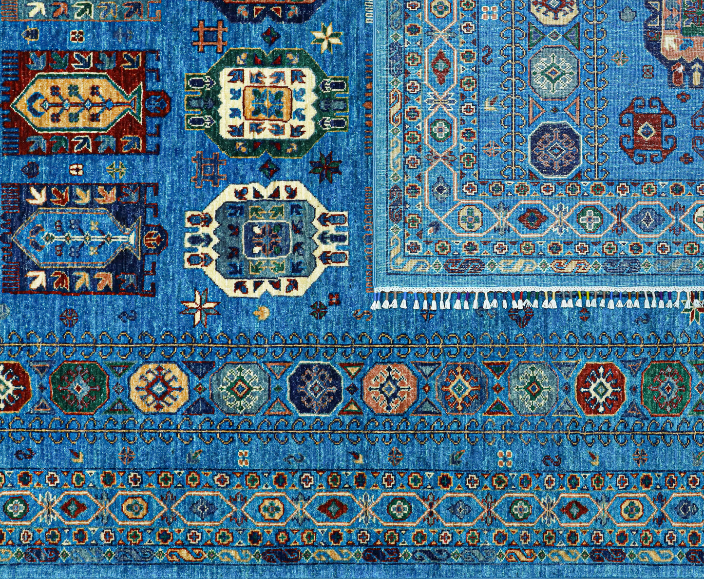 Waziri Blue Hand Knotted Rug - 2.99*2.07