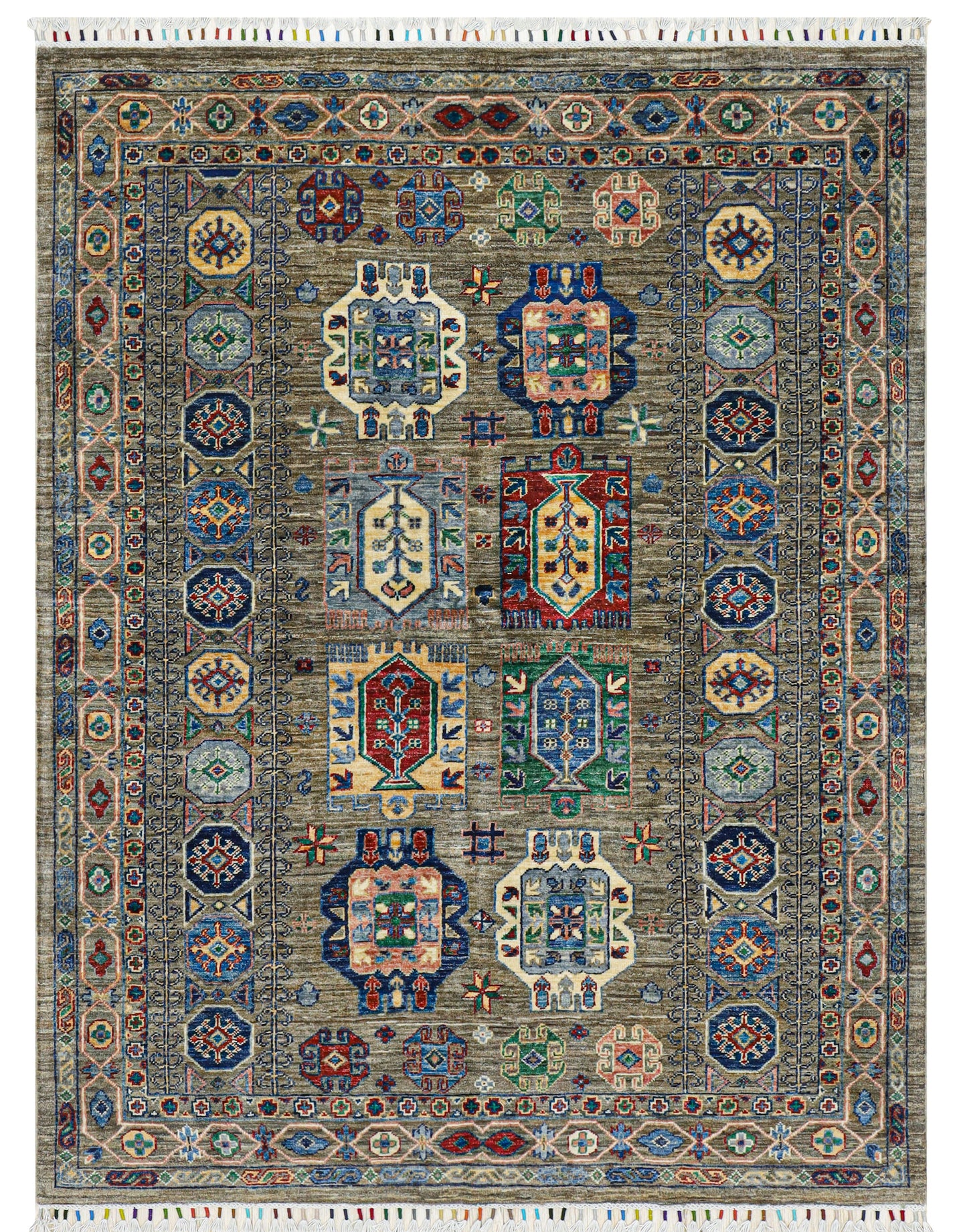 Waziri Earthy Brown Hand Knotted Rug - 2.00*1.56