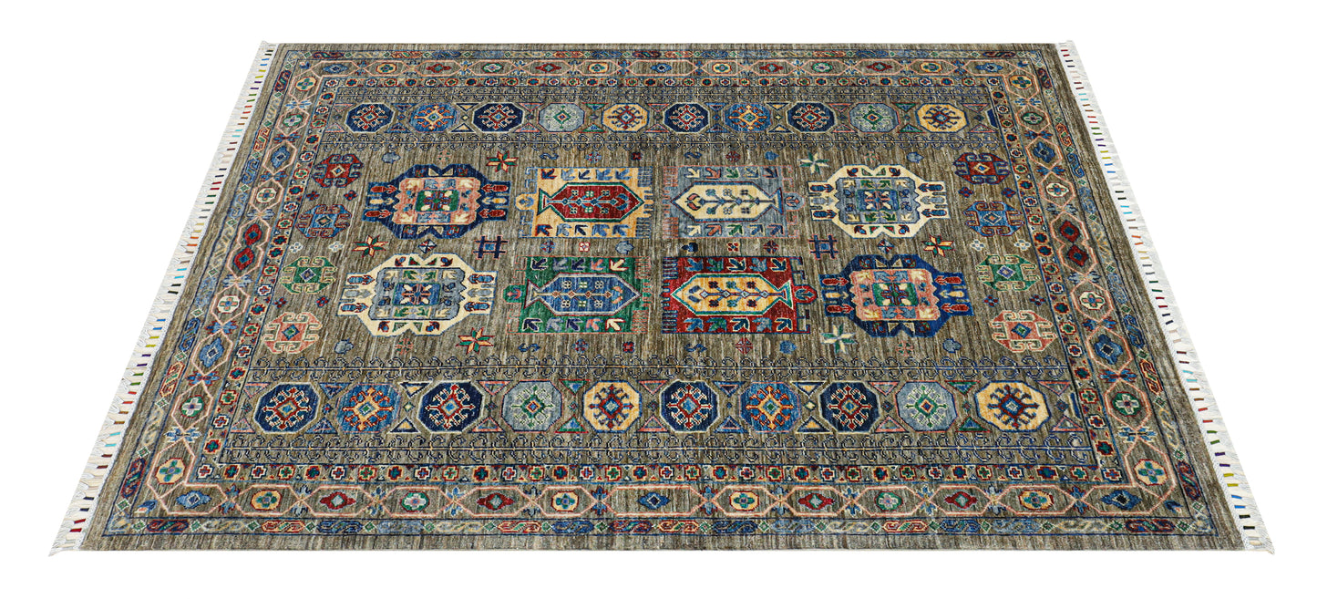 Waziri Earthy Brown Hand Knotted Rug - 2.00*1.56