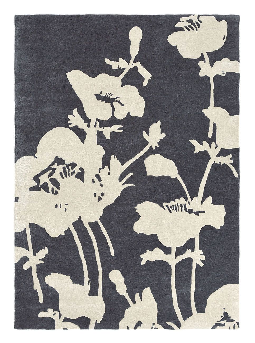 Florence Broadhurst Floral - Charcoal Wool Rug