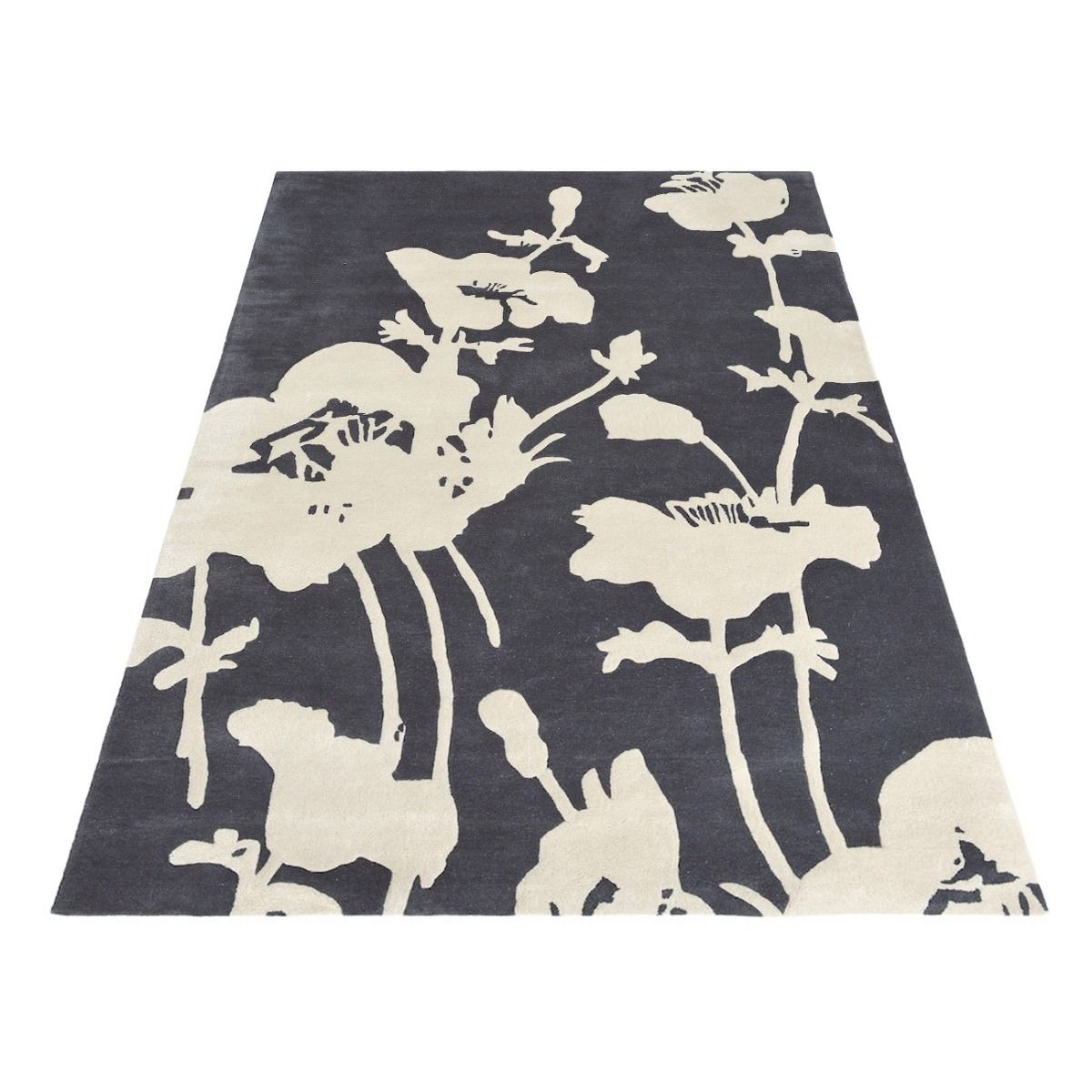 Florence Broadhurst Floral - Charcoal Wool Rug