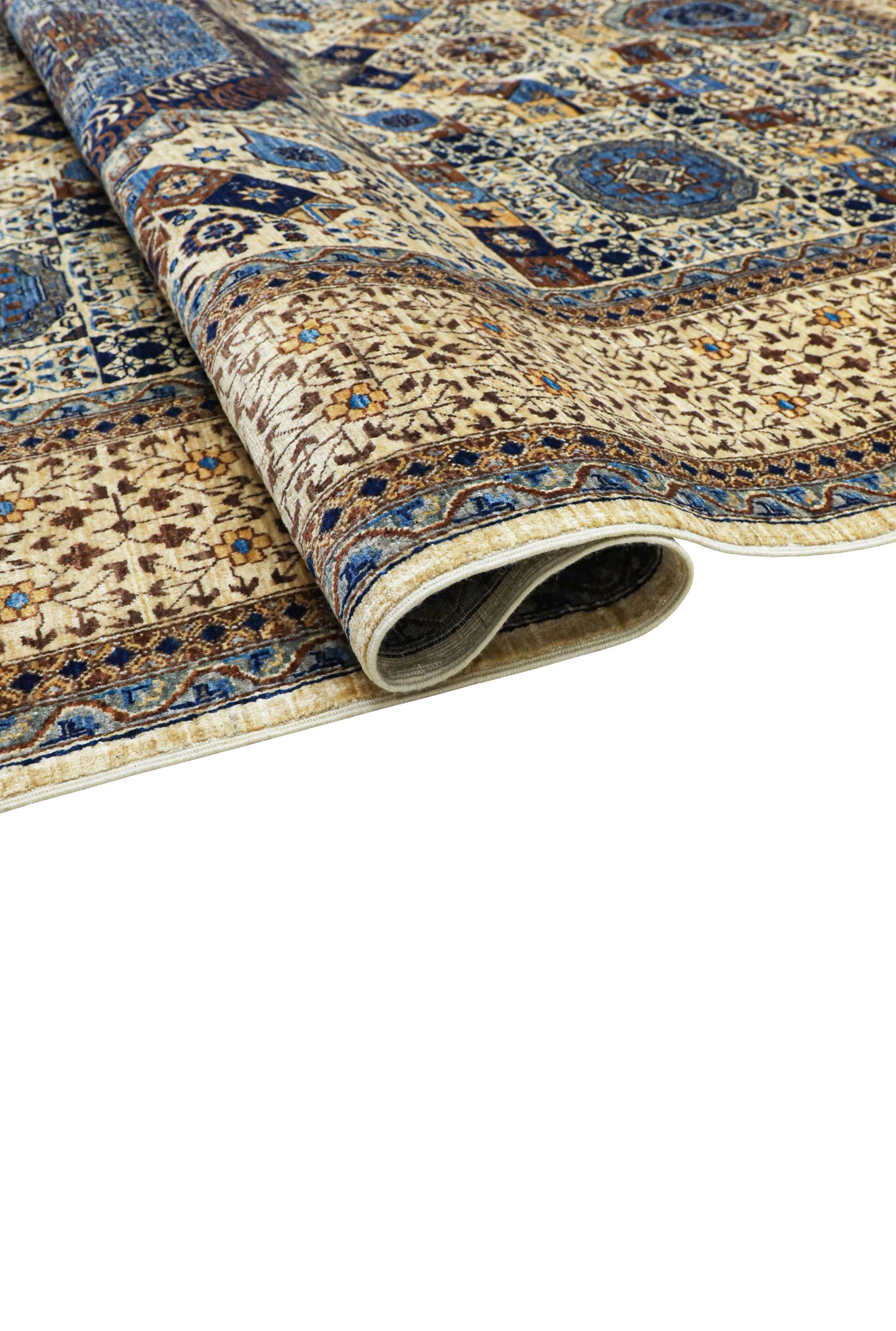 Mamluk Blue and Creame Rug - 2.93*1.97