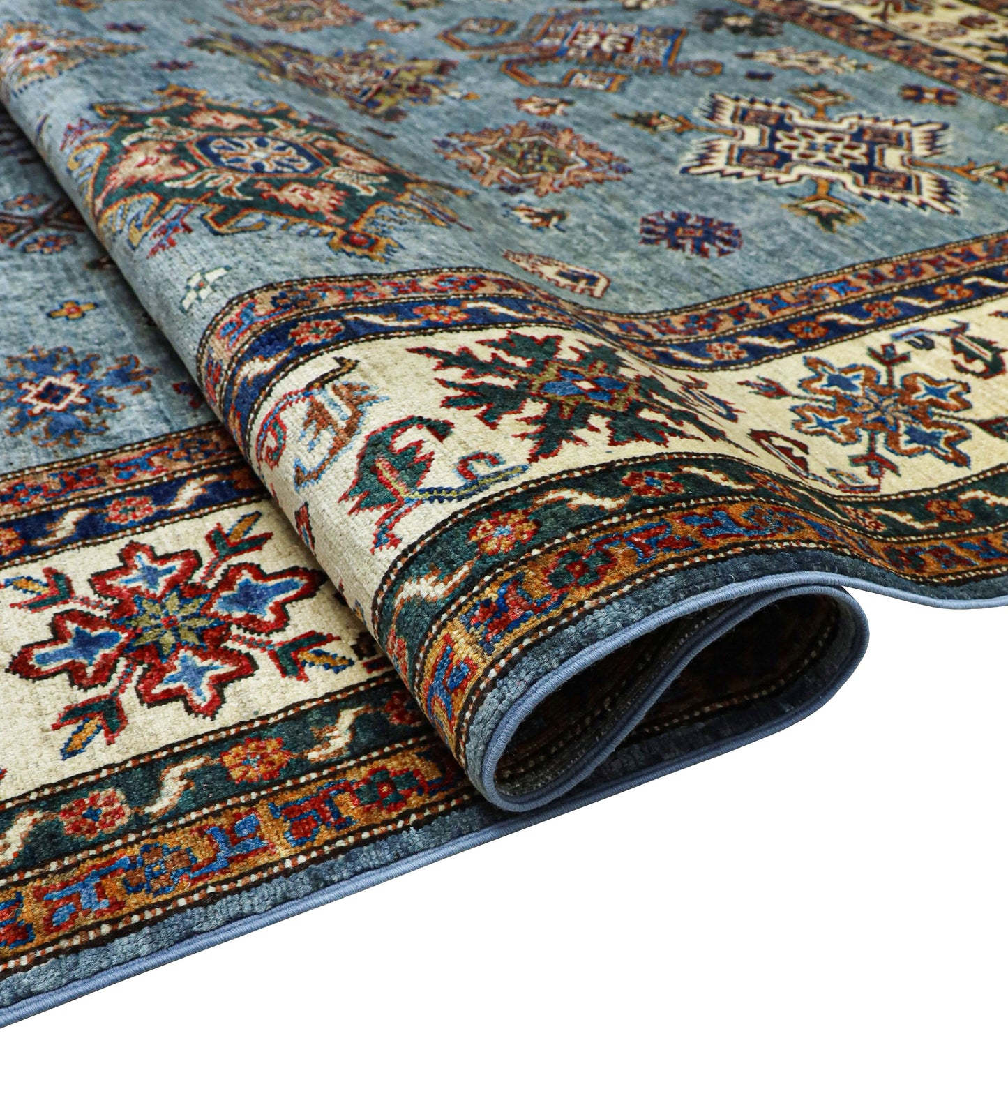Supreme Kazak Blue and Creame Rug - 3.23*2.05