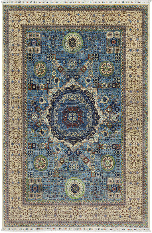 Mamluk Beige and Blue Rug - 2.96*1.97
