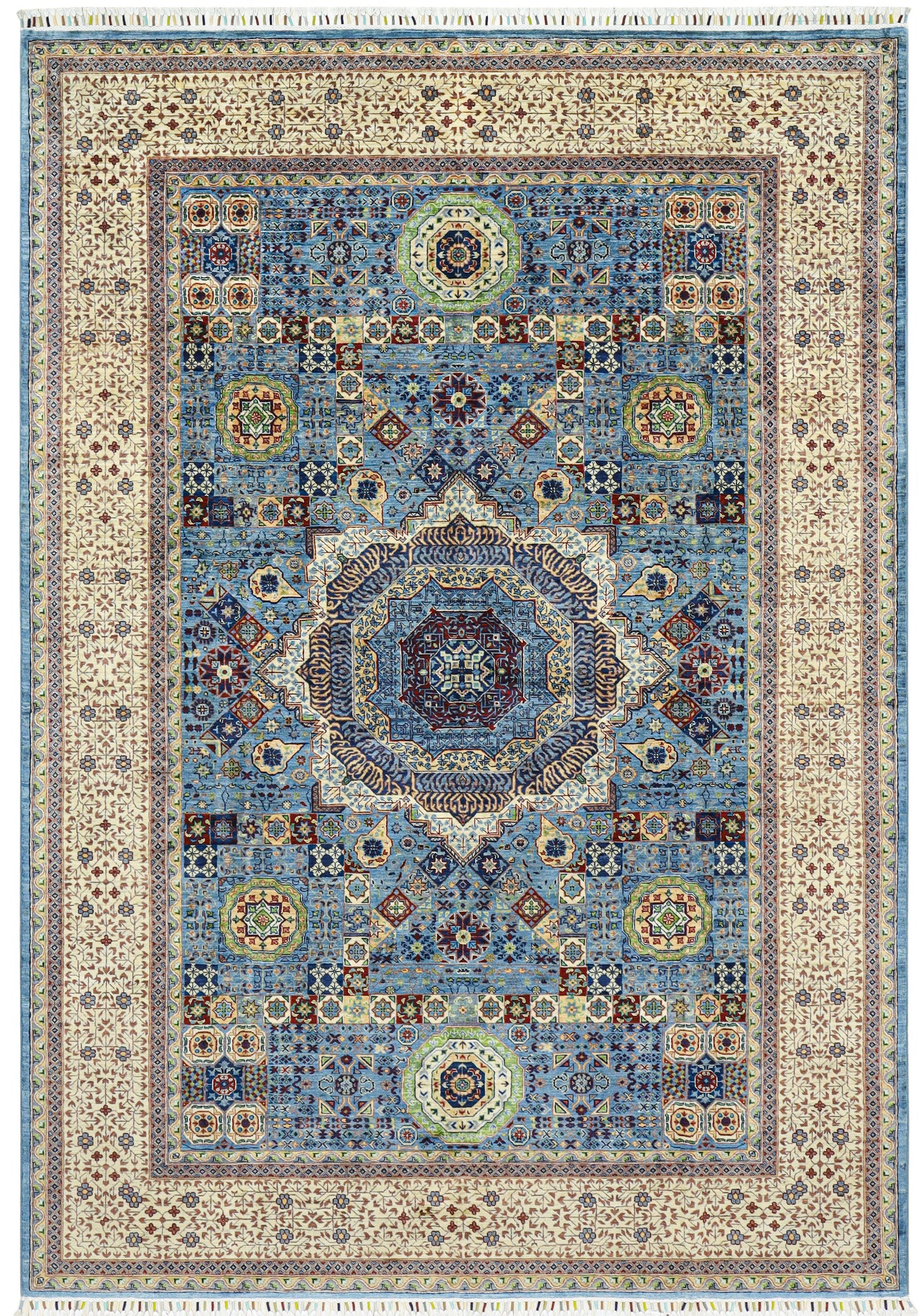 Mamluk Blue and Beige Rug - 3.03*2.05