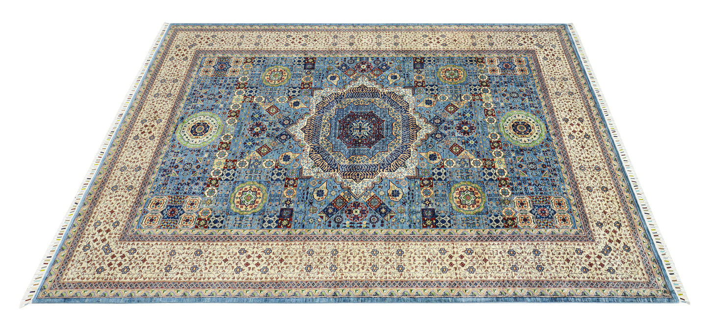 Mamluk Blue and Beige Rug - 3.03*2.05